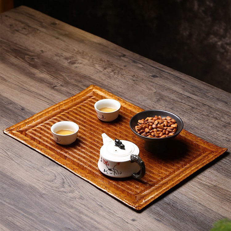 竹编大漆手工茶席隔热垫