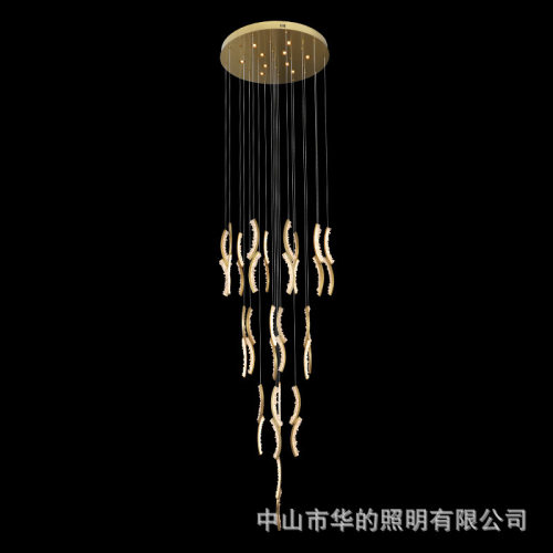 楼梯吊灯长吊灯别墅复式楼客厅水晶大吊灯轻奢挑空跃层楼梯间吊灯