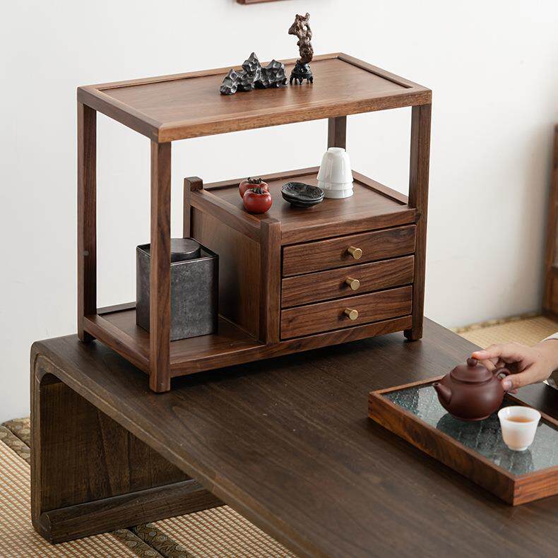 桃木桌面置物架茶架具收小型收纳胡实木茶饼盒dat020客厅茶室博古
