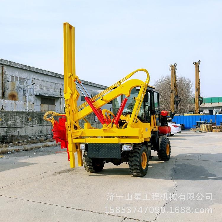 公路抢修护路栏桩机无品牌/铲车改装波形栏打打拔钻设备山钢管桩