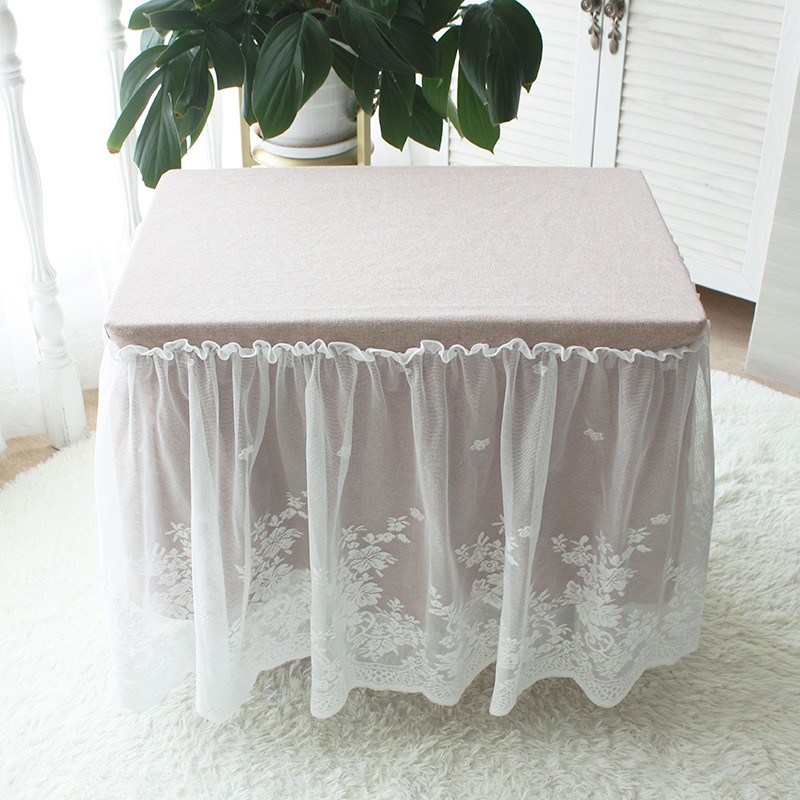 方形圆形桌布罩茶几罩薄款烤火罩田园风防尘罩活动桌布艺蕾丝定制