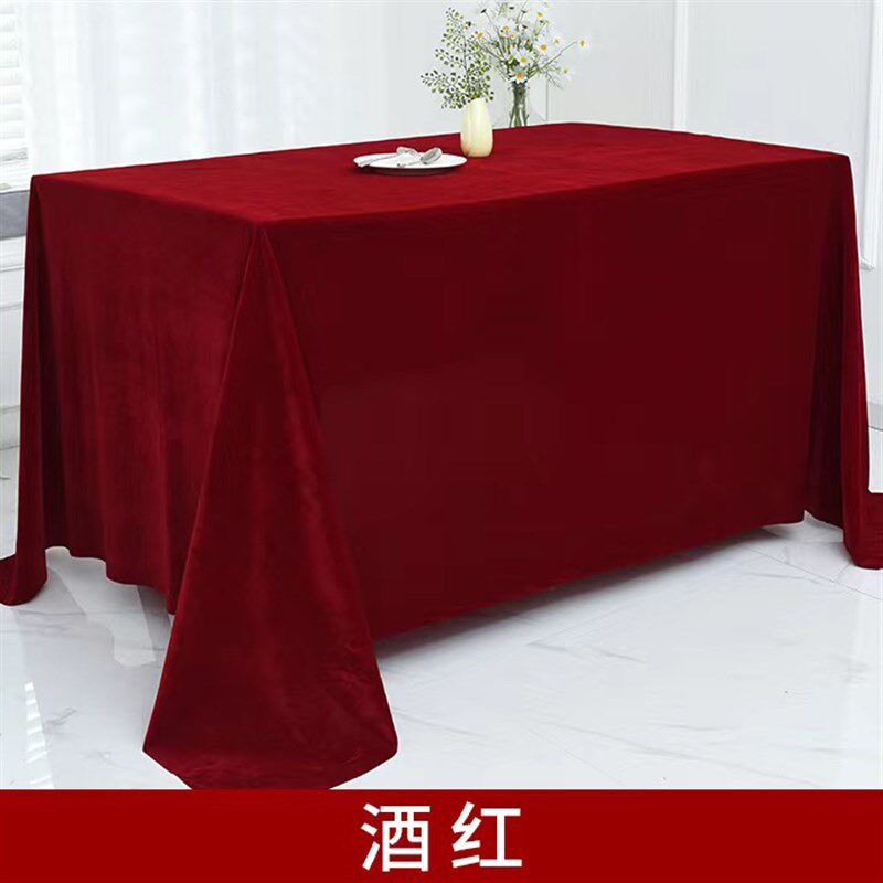 定制金丝绒订婚结婚红色桌布摆地摊绒布料长方形活动喜字庆台布