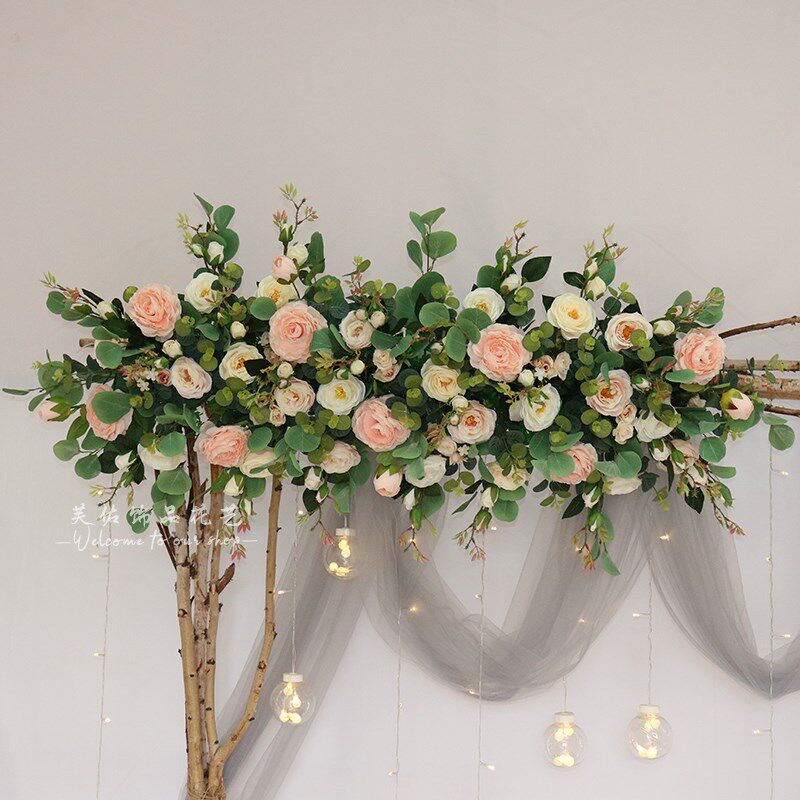 婚庆道具橱窗民宿装饰仿真花婚礼迎宾区背景墙拱门布置排花路引花