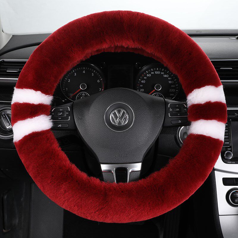 冬季纯羊毛方向盘套短毛绒套男女士通用汽车把套皮毛一体冬天大众