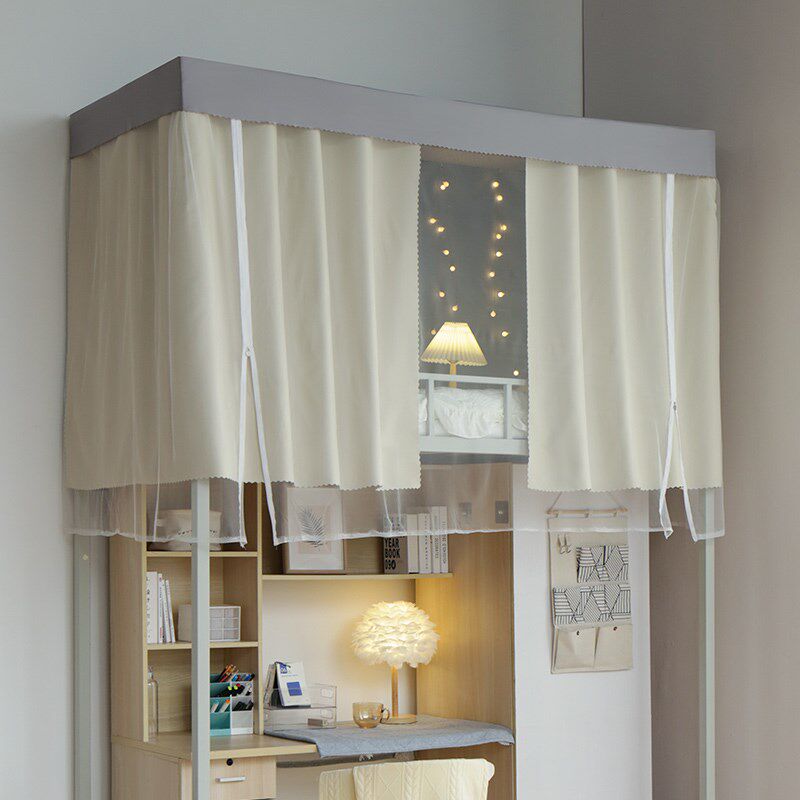 呼呼熊纯色宿舍床帘蚊帐一体式 大学生寝室上下铺遮光床帘男女生