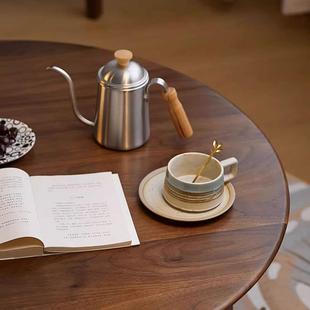 北美黑胡茶几全实木茶桌简约现沙发小木茶台家用客厅小圆代桌5552