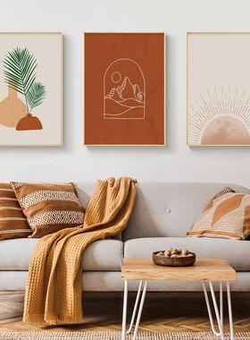 惬意活现抽象客厅装饰画简QX202111约人物生植物插画幅代沙发卧大