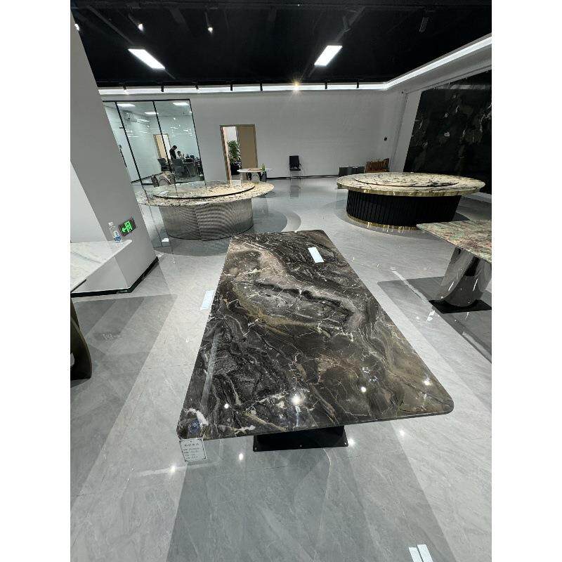 石金YCZ008铂钻餐台圆形餐桌椅奢台面用天然大理石高光石材家高端