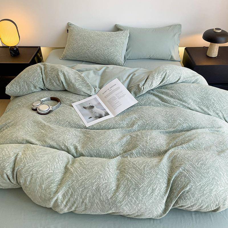 UIQ奢A类三层纱全棉四件套色织磨毛提花精轻梳纯棉被套单床上用品