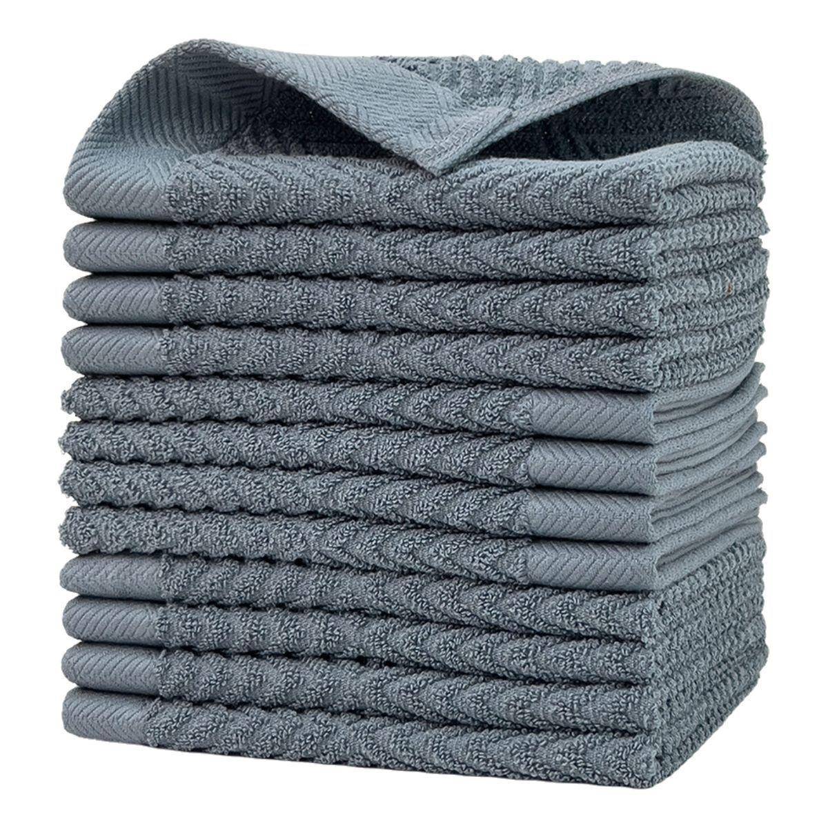 跨境ZZ纹方巾纯棉素色方巾全棉用擦手小洗家脸毛12巾条装