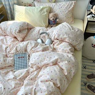 清XXX新超柔水洗床四件上套件卡小通印花被套学生宿舍床单三套
