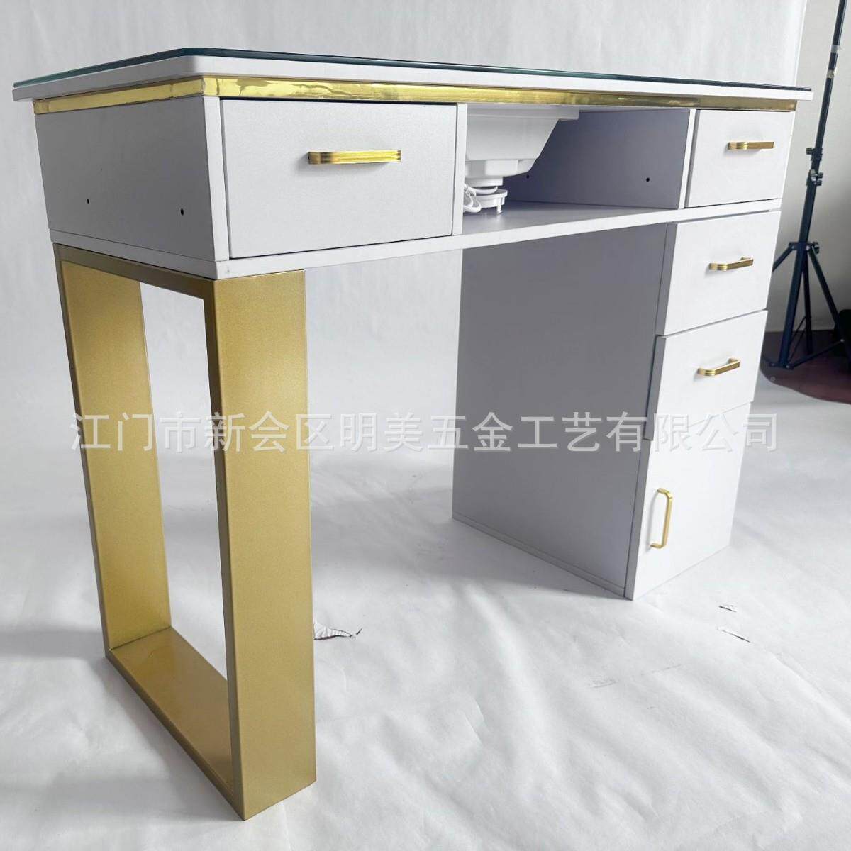 美甲桌铁艺修甲台柜带多990层收纳经型单济人甲工作美台带吸尘器