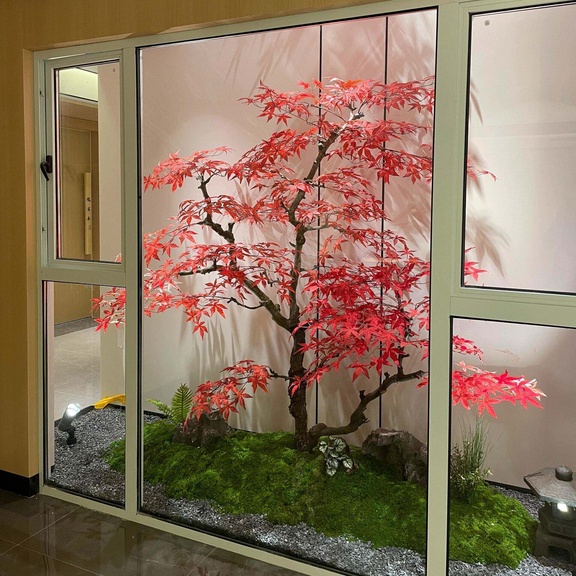件仿真红枫树生假树绿植景观室内外鸡窗爪槭橱113造景摆仿植物装