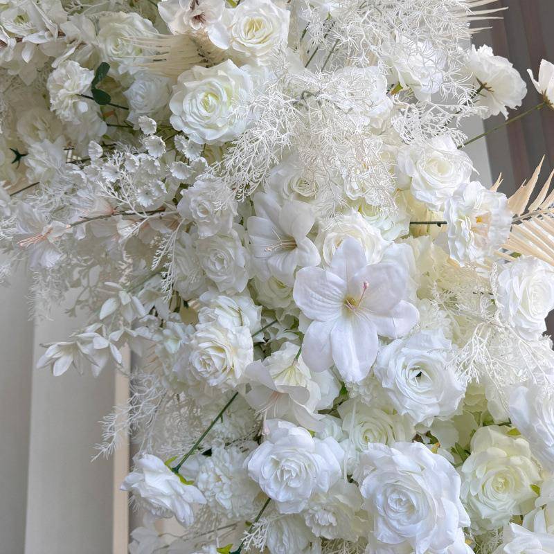 跨境玫2.4米白玫瑰拱门花艺西式色草坪婚绣礼布置仿真097球瑰花门