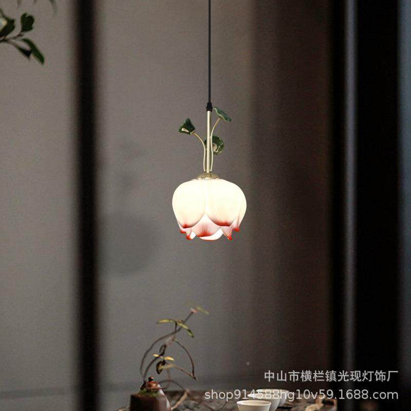新中廊床头小238吊灯中古走风过道吧台玄关餐厅莲花装饰卧式室吊,家装灯饰光源,智能吊灯,淘宝优惠券,粉丝福利购,淘宝优惠卷