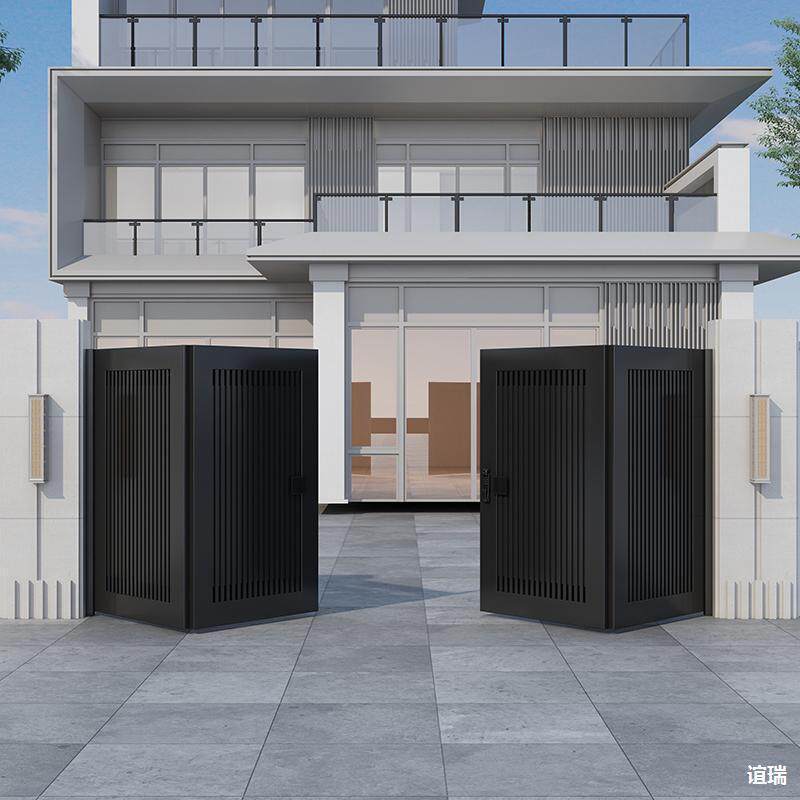 全门板不门锈钢庭院大门电动开折钢叠铝合金门楼双777门围墙门头