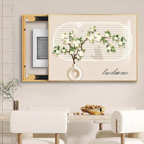 电媒表箱装饰画奶油配风电箱多遮体电闸盒壁画弱电源挡总FPF开关