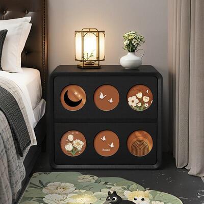 厂家直销实木床头纳柜家用法卧AUA室创意头时尚中古床边式床收置