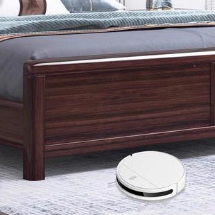 PLWS 乌.金木实木床1.8M卧室人大床软靠包15M单人双箱 H83高新中式