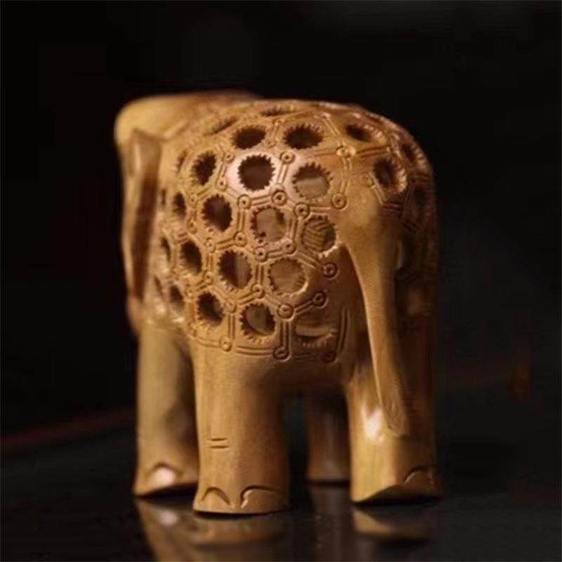 度老山檀香大LSTSBJLG雕象摆件实木木头镂小象客厅家居印装饰木质