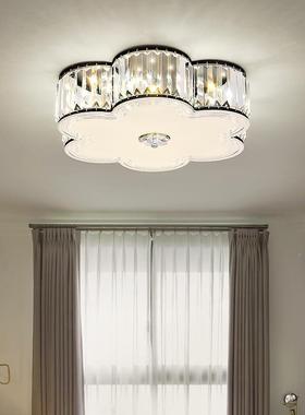 卧室水方晶灯吸顶主房间约现代le简d灯婚房圆74677形温馨浪漫形灯