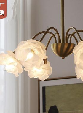 美式乡玫瑰花吊园灯法式浪漫花朵52460厅灯优雅田风客厅卧室餐吊
