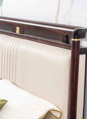 人新中式轻奢软靠床金木实木婚床黑檀木双1.8m主床卧乌94532高箱床