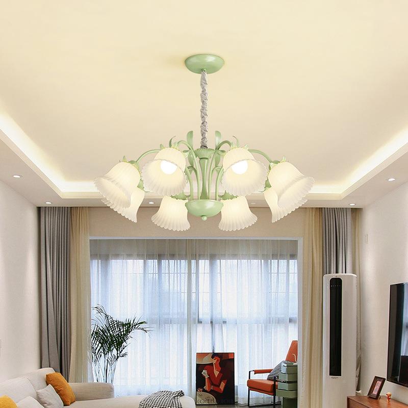 中古园格铃兰吊灯法式奶风油风客厅灯花灯朵田主卧室903具公主房