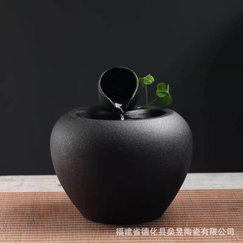 创意流水鱼缸高流水家山居水加湿器桌面客厅猫饮机水景鱼SKD缸摆