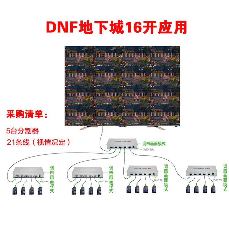 DMI分屏器四进一出H接XTA800S(4路dn搬砖地f下城4开视频分割器4进