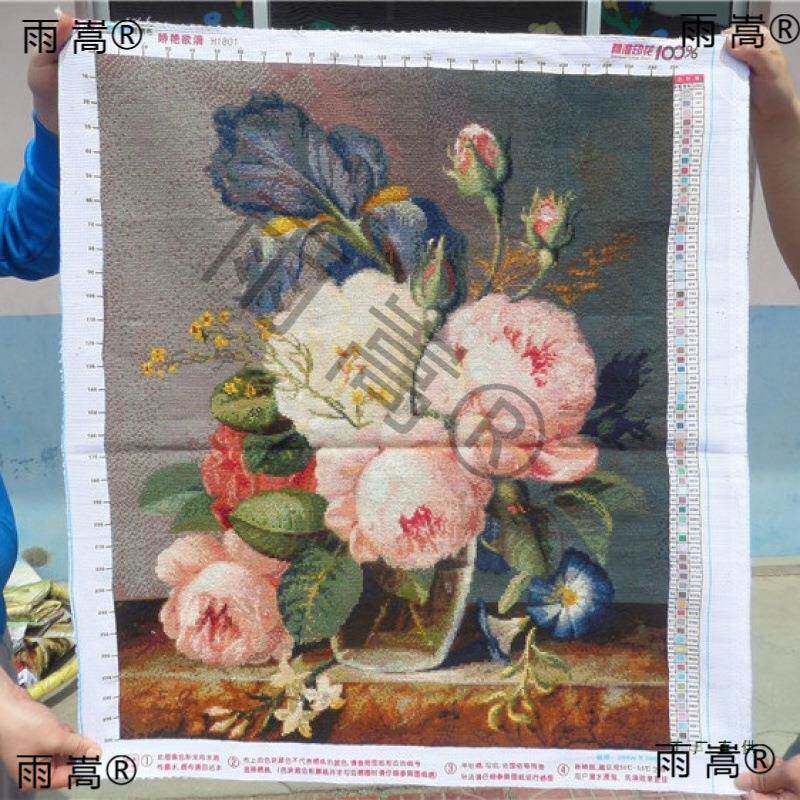 纯手工十字绣成娇艳品欲滴画玫瑰瓶油新款卧室餐厅花画带框绣tKfh