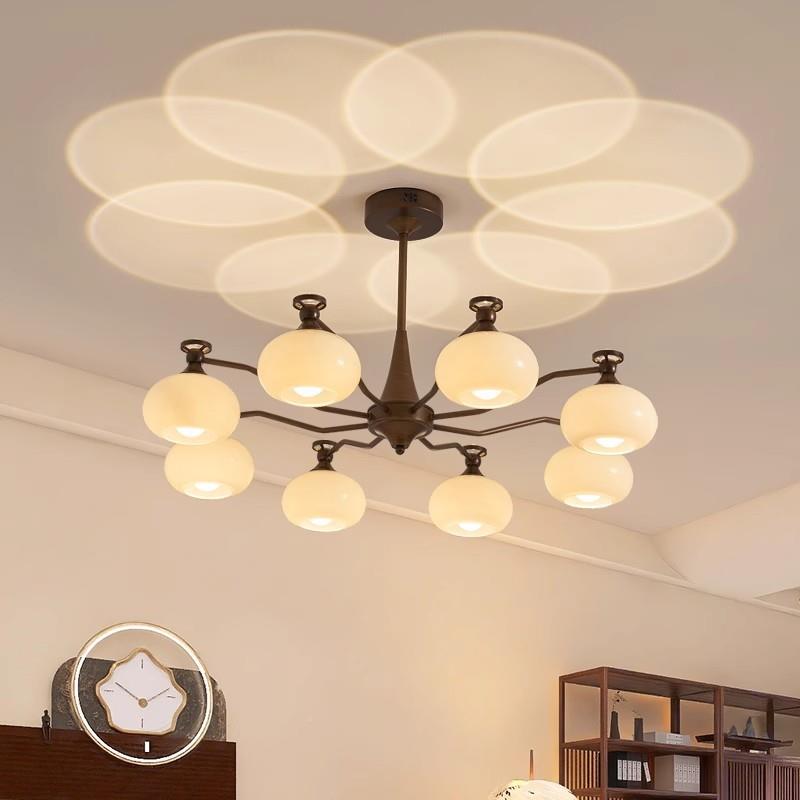 法式中古柿餐子708美式复古客厅吊灯卧书房间灯具玻璃南室厅洋风