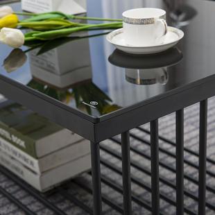 A08现代简约办公茶几奢钢化玻璃0黑色茶几客厅茶办公室商务轻几A8