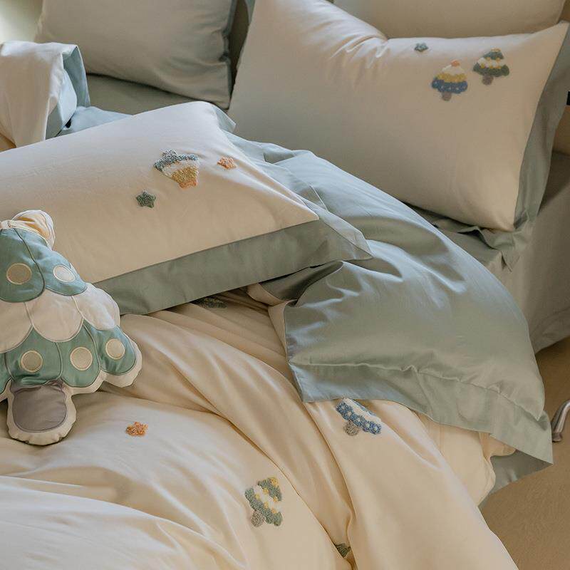 可爱卡通100支毛巾绣长绒全棉床PZ2468四件套纯棉被套单儿童棉床