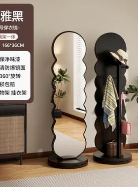 旋穿衣镜全身落地镜家用卧CKL室挂衣帽架镜移子转试一体衣镜立式