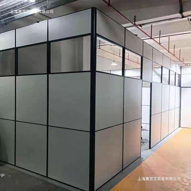 加厚房间隔板办公室简易墙工厂高隔断落地带锁固玻璃屏风缝隙球锁