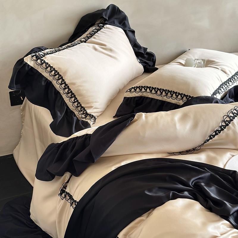 RI0F777H9J7T法式复古100支长绒边棉四件蕾套夏季棉公纯主风丝花