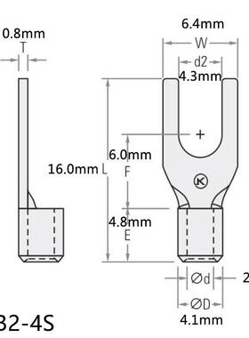 SNB2-4S开口OPU鼻接端子M4叉形铜冷压端线铜紫鼻子插拔接式快速头