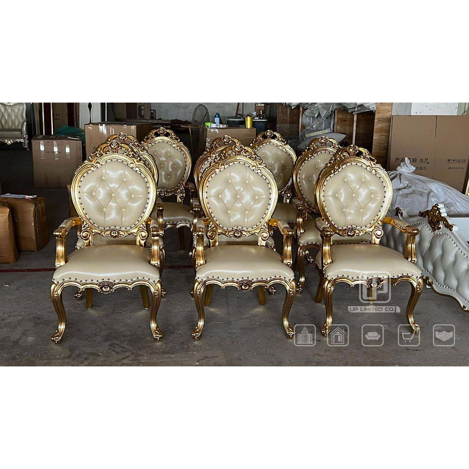 法式轻奢低调实木雕刻皮艺软包拉扣工艺餐厅餐椅奢华单人休闲椅