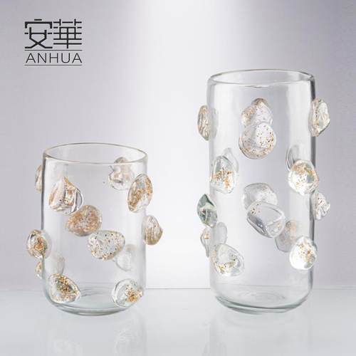 安华现代简约玻璃花瓶插花干花花器装饰品创意摆件工艺品