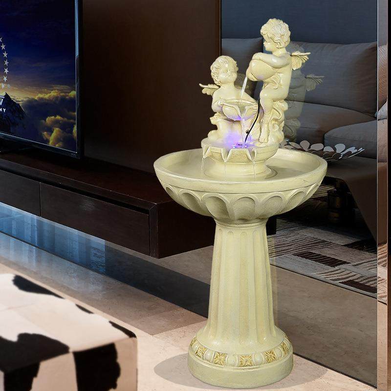 客厅加湿器流水喷泉落地摆件家居装饰品欧式小天使盆景创意工艺品