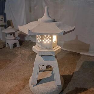 石灯庭院日式石灯笼青石仿古太阳能石头灯户外别墅庭院灯造景摆件