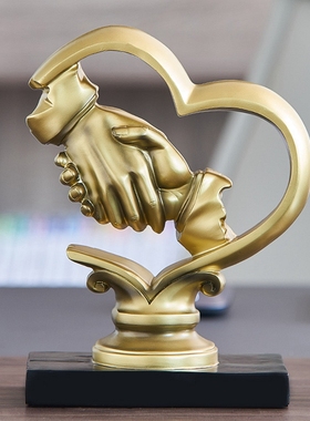 合作共赢握手摆件桌面诚信办公室装饰品公司商务送礼乔迁开业礼品