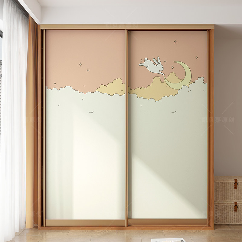 装万家房间大衣柜推拉门贴纸现代装饰玻璃门翻新改造旧家具自粘贴