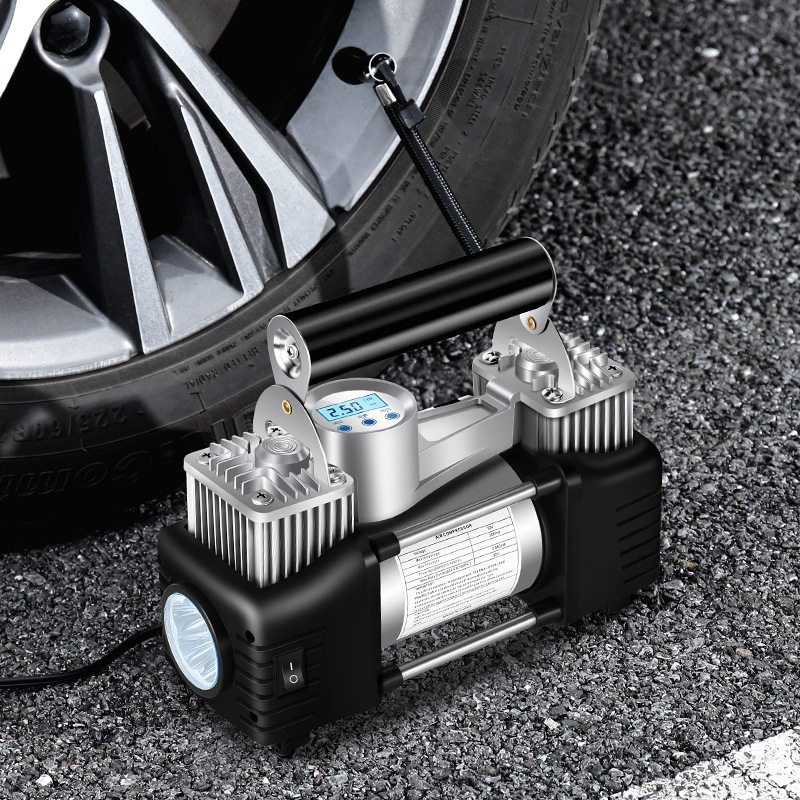 车载12V电动充气泵便捷式汽车用打气泵小轿车轮胎双缸高压加气泵