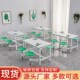 8人位可伸缩快餐桌食堂餐桌椅组合工厂员工学校学生用连身餐