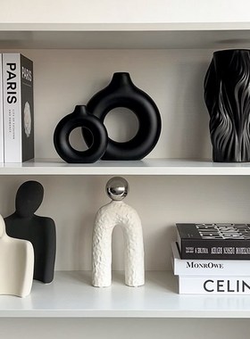 态生活 诧寂风高级感异形装饰品摆件陶瓷创意软装书柜抽象小摆设