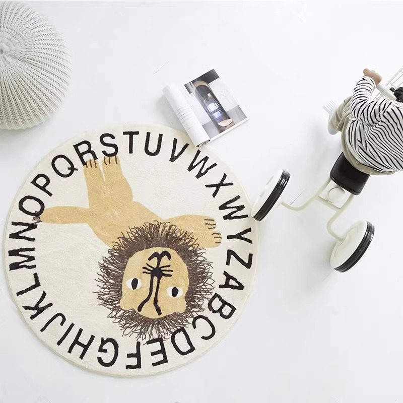 卡通圆形儿童房书房地毯柔软舒适客厅卧室床边地垫可机洗防滑地垫