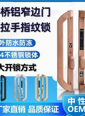 别墅阳光房断桥铝户外防水电子密码智能锁玻璃门doorlock