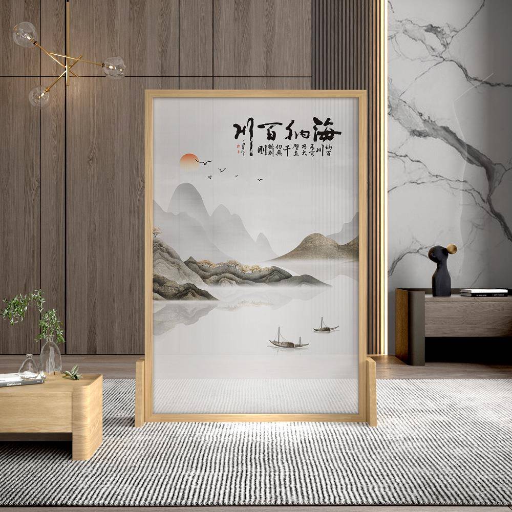 实木中式屏风烤漆隔断客厅简约意境玄关榫卯卧室遮挡家用移动座屏